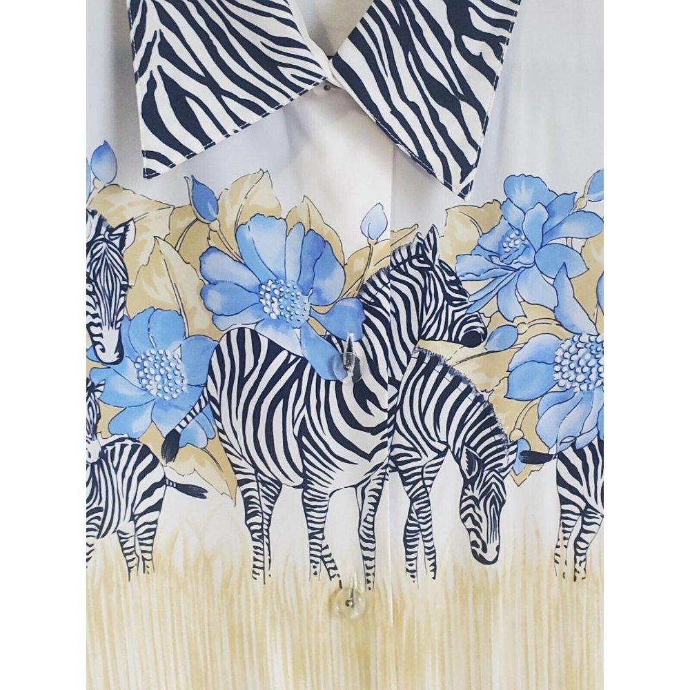 Vintage Exit Shop Women Medium 100% Silk Button D… - image 3